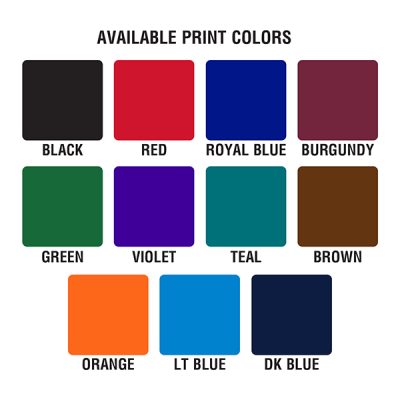 Imprint Color Chart